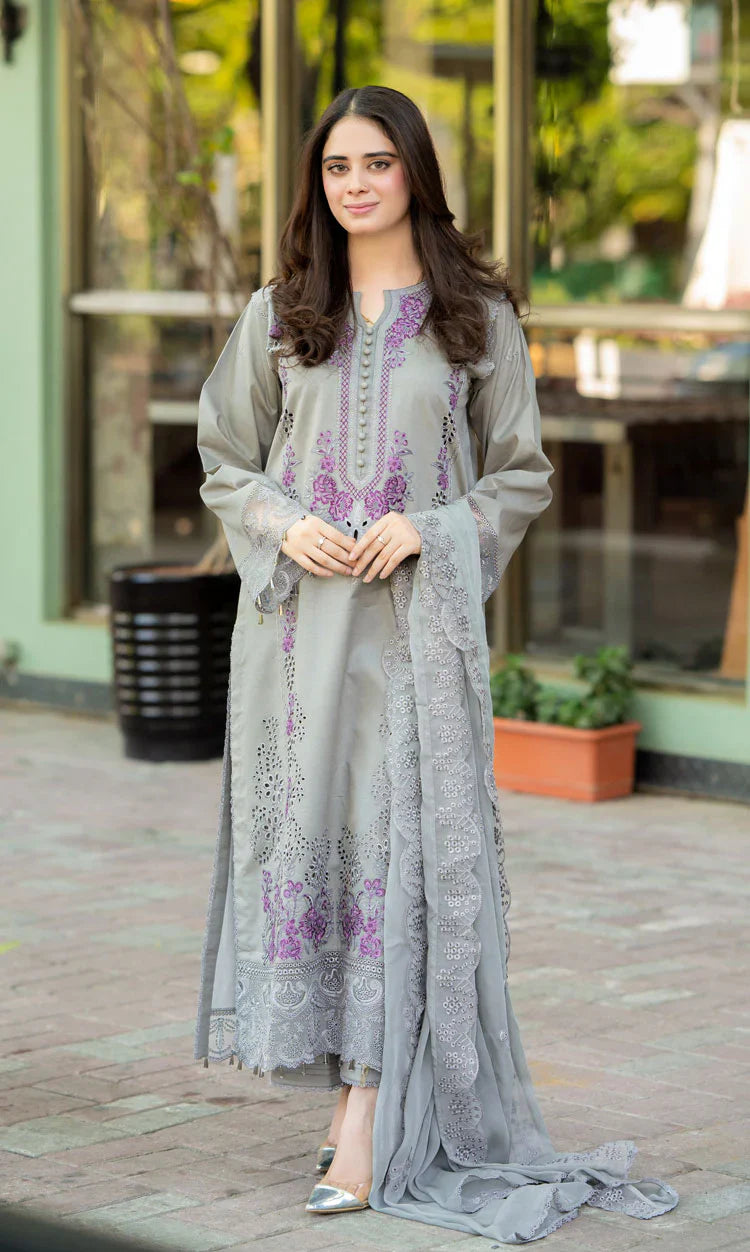 CF1047 - Mushq - 3PC Lawn ChickenKari Embroidered Suit