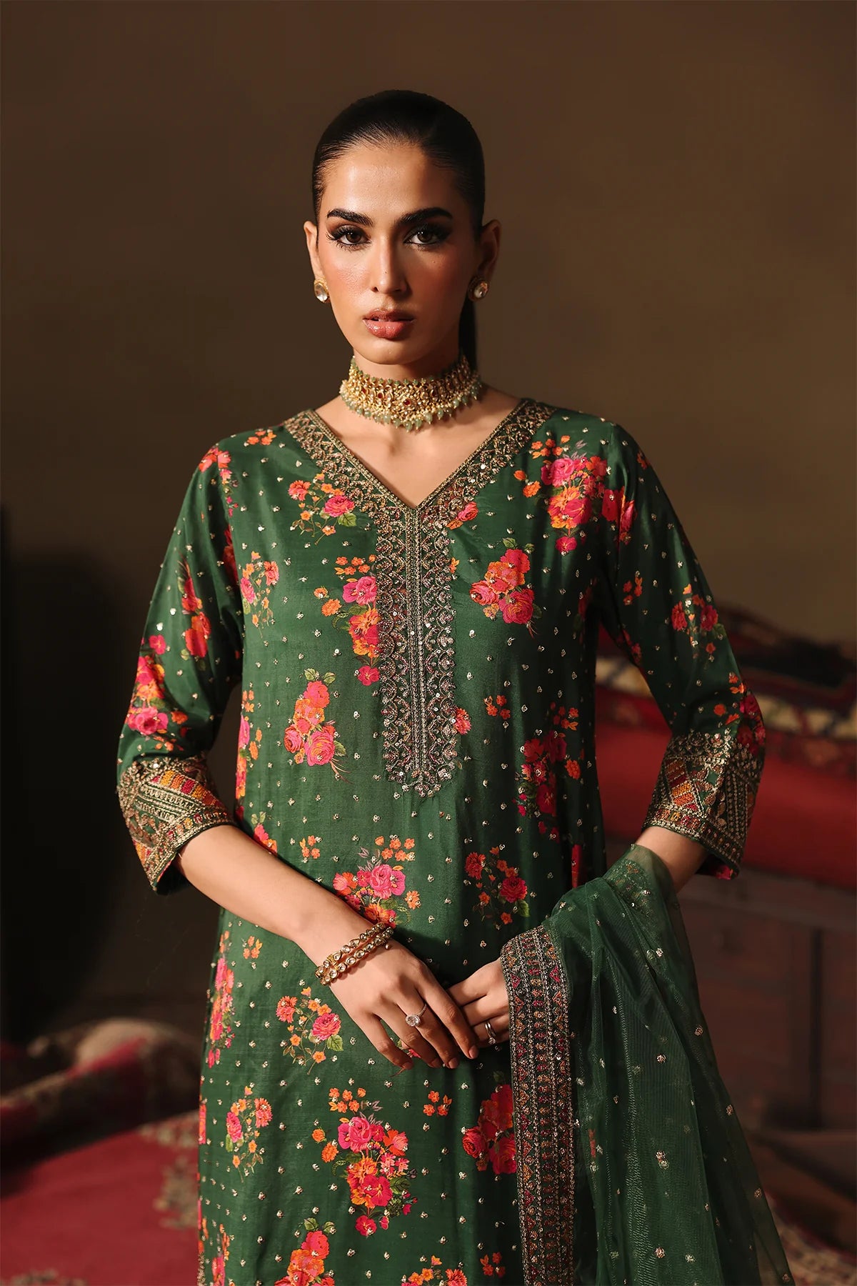 CF1250 3-PC Embroidered Raw-Silk Suit CMA-5-030