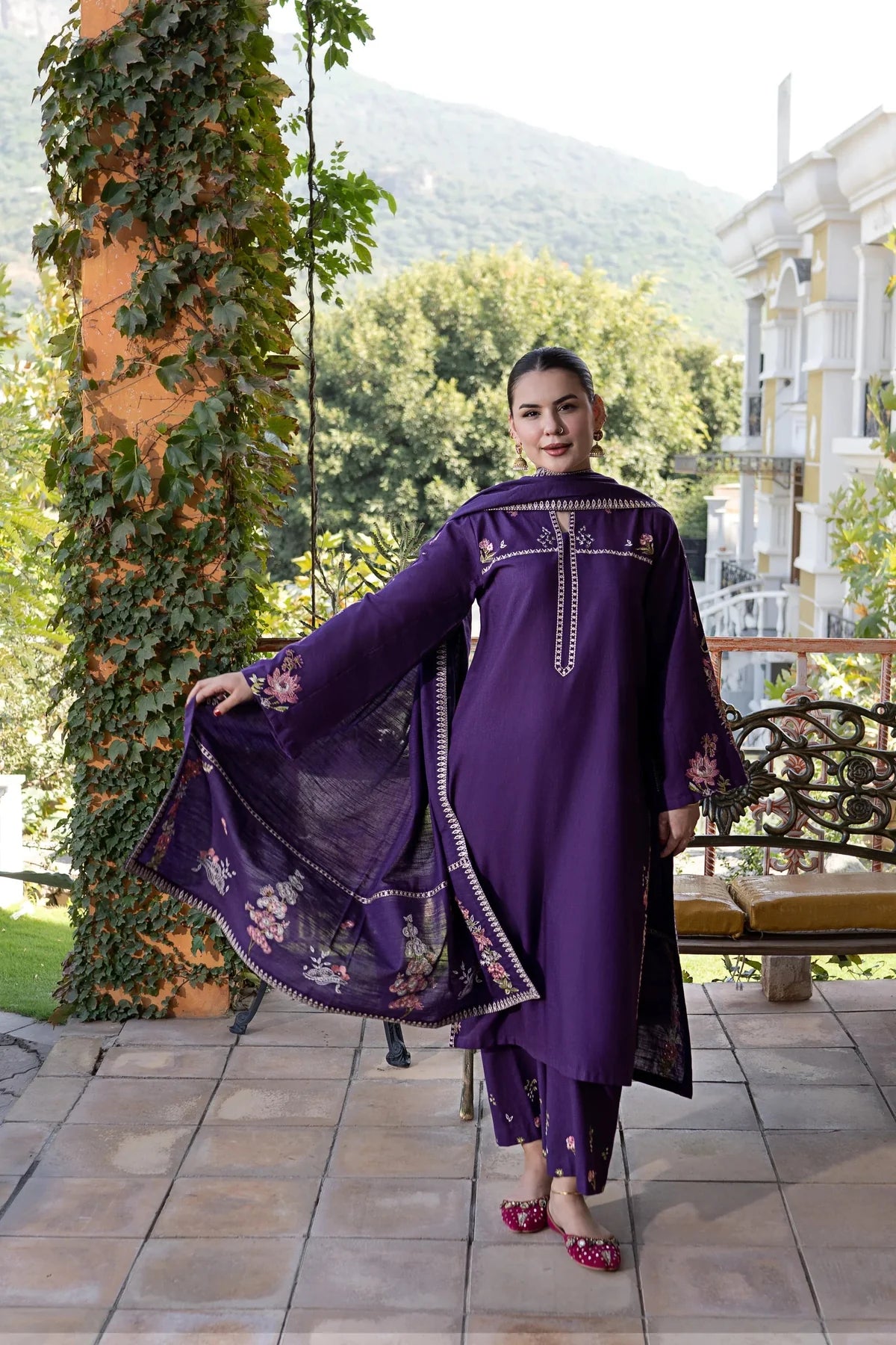 Urge 3 Piece Lawn Embroidered dress with Lawn Dupata