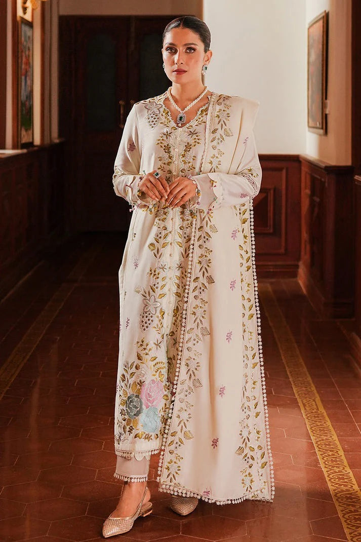 CF1222 WINTER 3-Pc Embroidered Dhanak Suit with Heavy Embroidered Dhanak Shawll