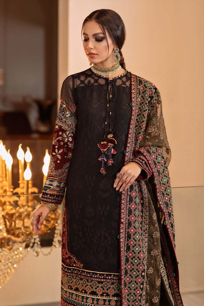 CF133-3 Piece Unstitched Heavy Embroidered Lawn Suit With Heavy Embroidered Organza Dupatta