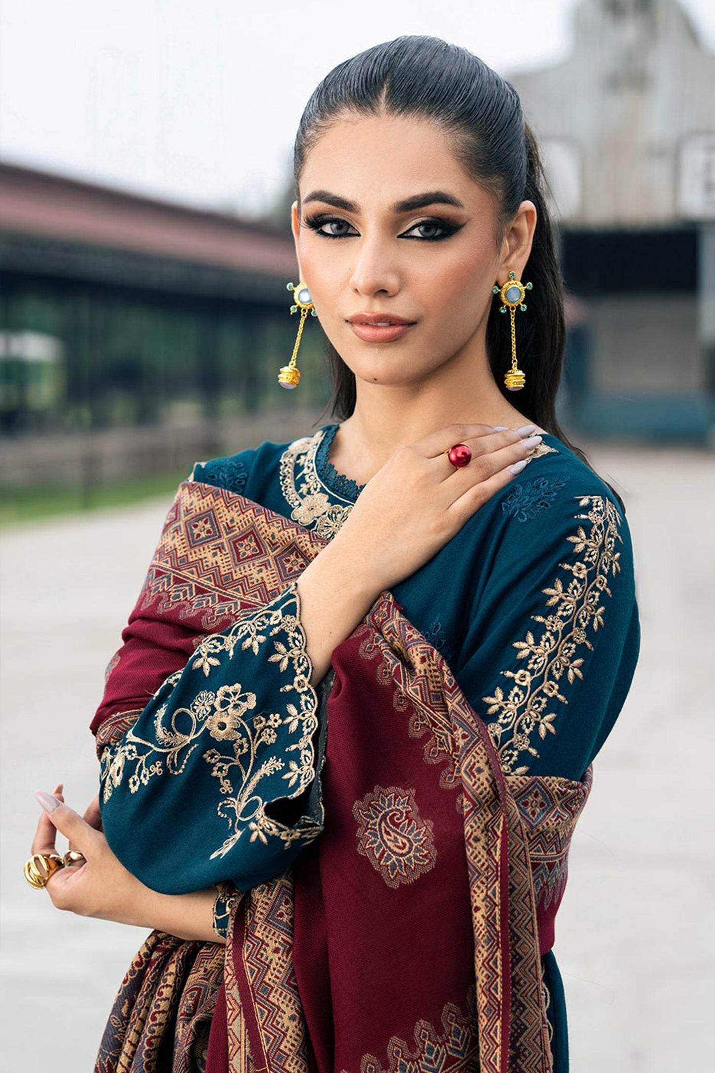 CF1109 - Winter  Jazmin  3PC Dhanak Embroidered Suit