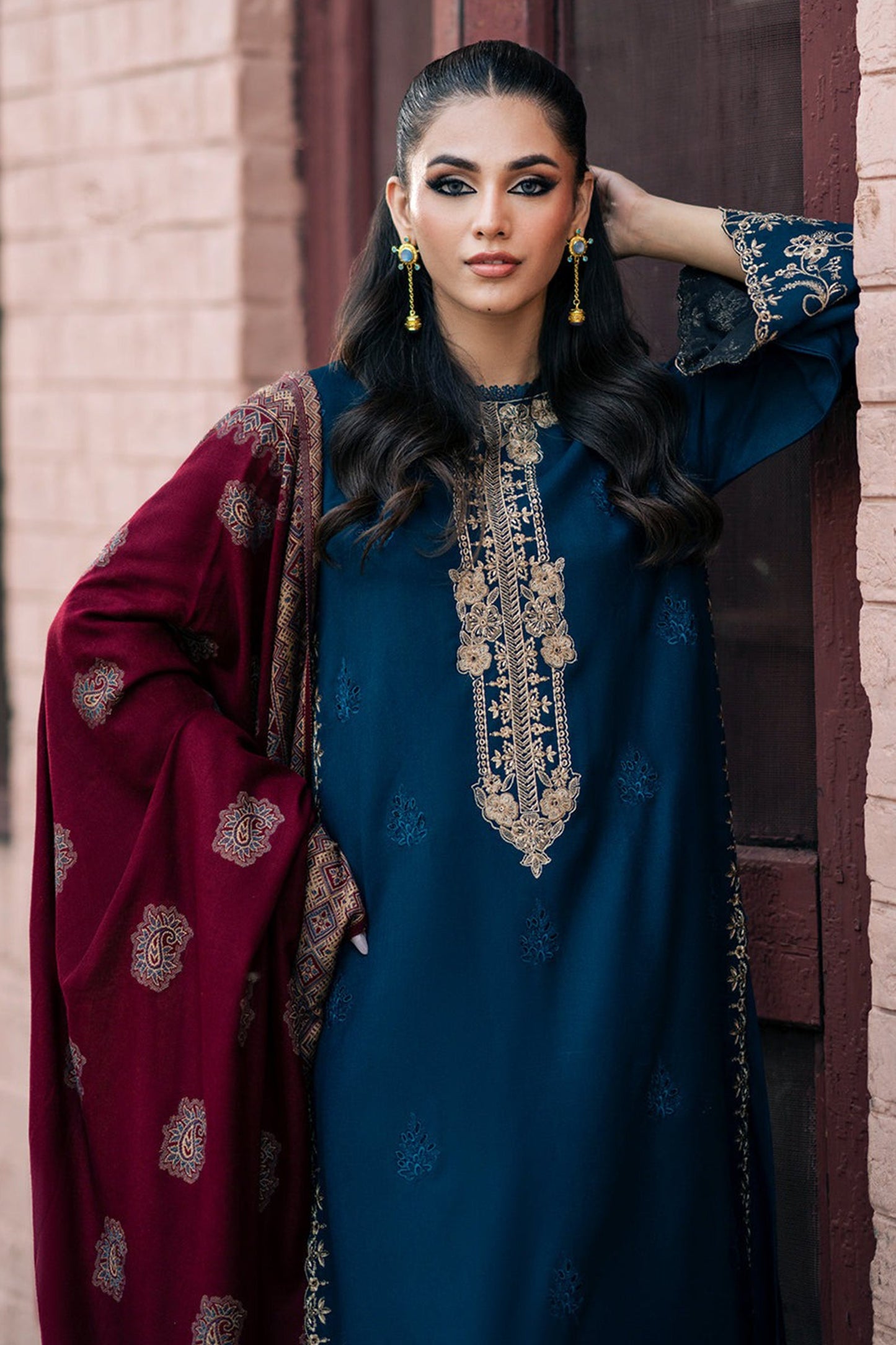 CF1109 - Winter  Jazmin  3PC Dhanak Embroidered Suit