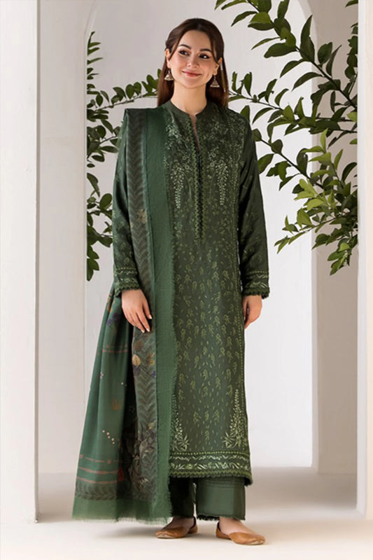 CF1122 -winter SOBIA NAZIR- 3PC DHANAK EMBROIDERED SHIRT WITH WOOL PRINT SHAWL