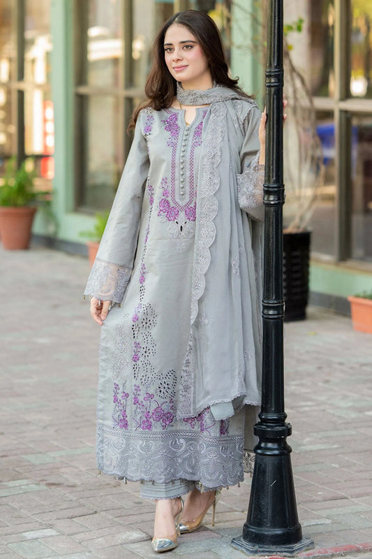 CF1126  LIBAAS-3PC DHANAK EMBROIDERED SHIRT WITH CHIFFON EMBROIDERED DUPATTA