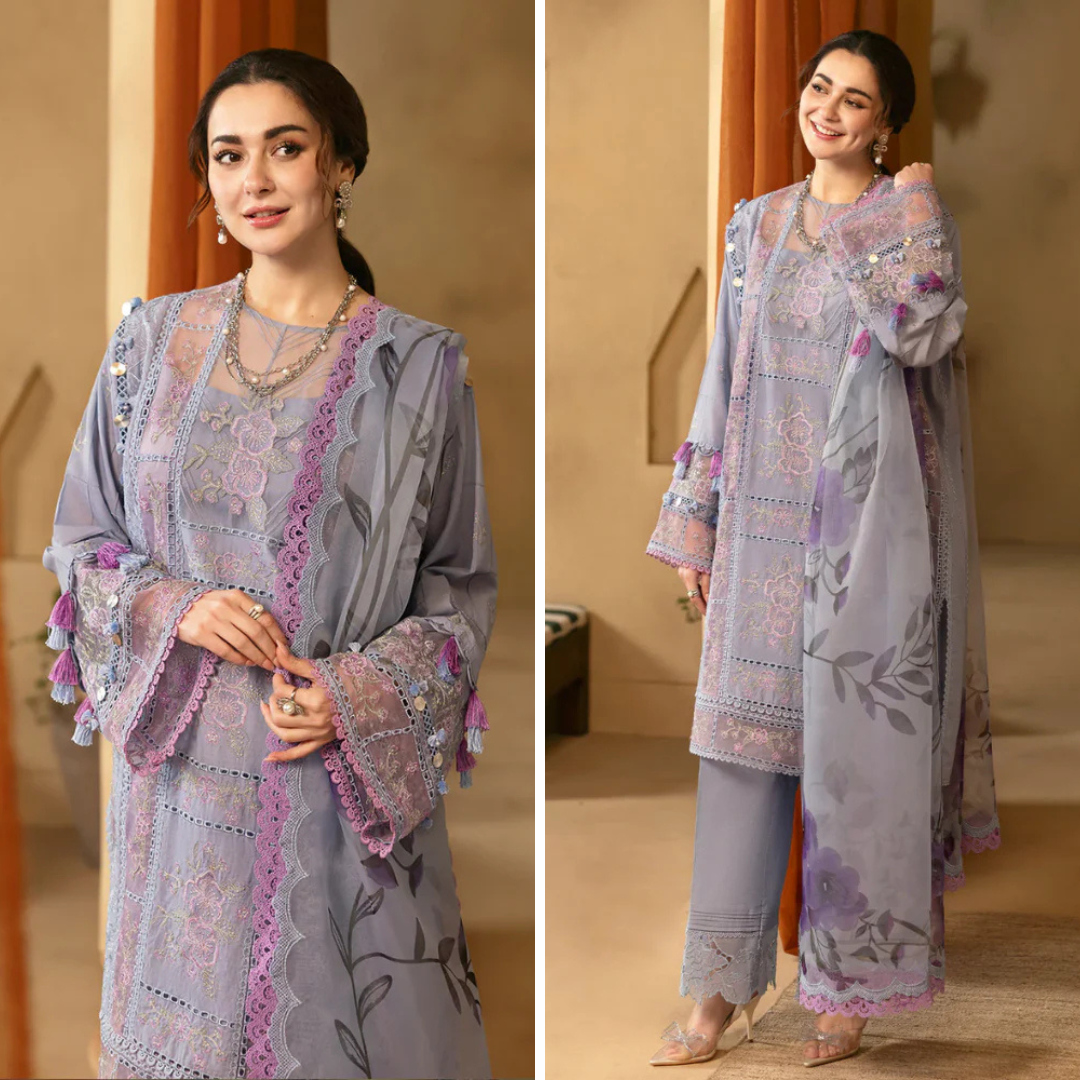 CF1064 - Saira Rizwan  3PC Lawn Chickenkari Embroidered Suit