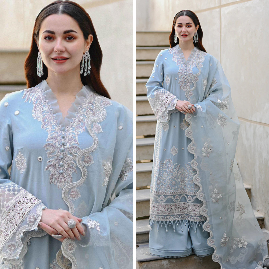 CF1037 - QALAMKAR 3PC Lawn Embroidered Suit