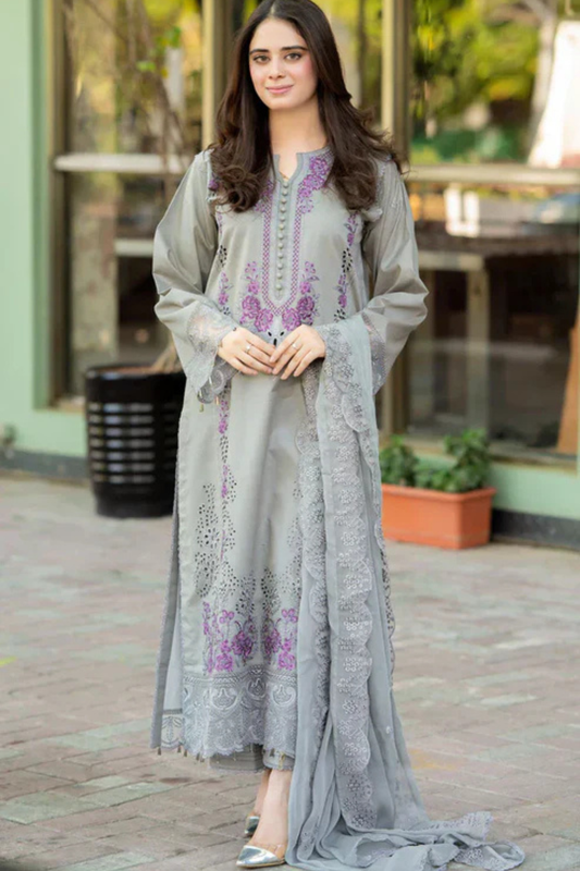 CF1047 -SUMMER  Mushq - 3PC Lawn ChickenKari Embroidered Suit