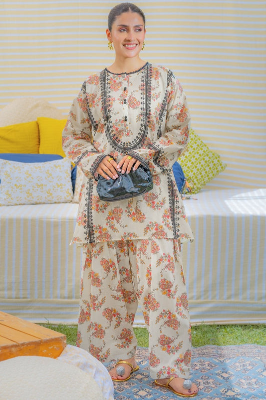 CF1070 -2Pc SUMMER 3Pc Digital Printed SWISS Lawn Shirt With Printed SWISS Lawn  Trouser