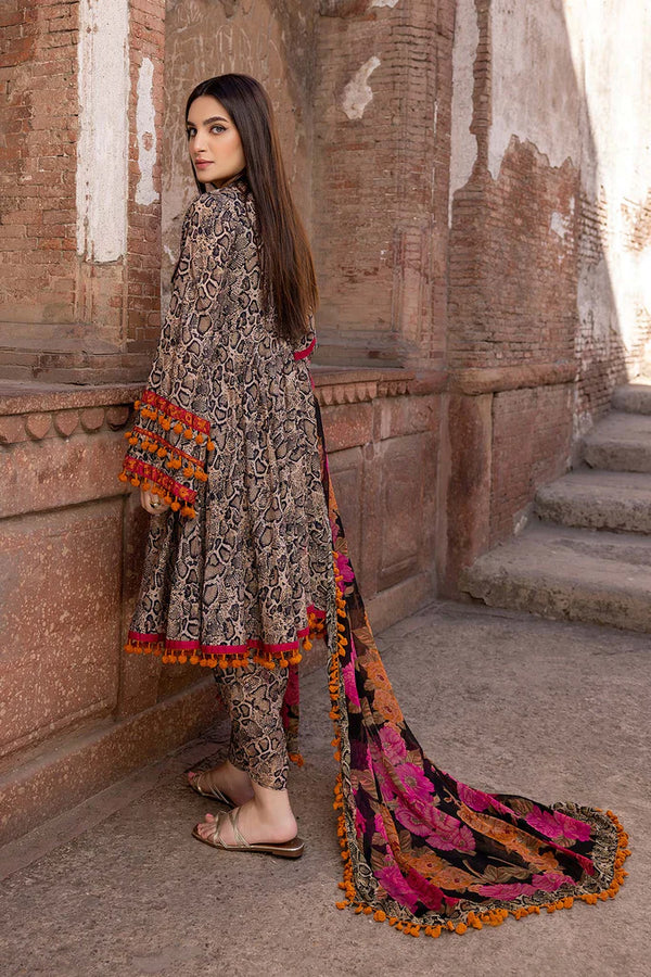 CF206-3PC Lawn Printed Shirt With Patches & Bamber Chiffon Printed Dupatta