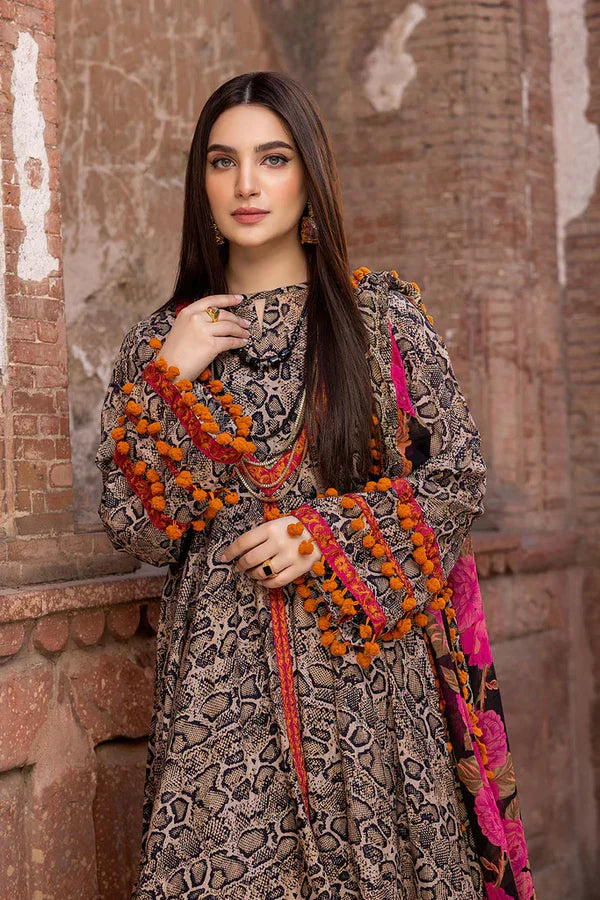 CF206-3PC Lawn Printed Shirt With Patches & Bamber Chiffon Printed Dupatta